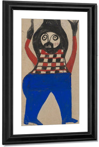Mexican Man In Checkered Shirt By Bill Traylor Fine Art Print
