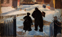 Michael Ancher On His Way To His Studio Accompanied By The Organist Helene Christensen Upload By Anna Ancher Fine Art Print