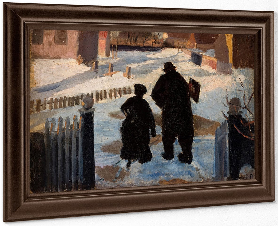 Michael Ancher On His Way To His Studio Accompanied By The Organist Helene Christensen Upload By Anna Ancher Fine Art Print