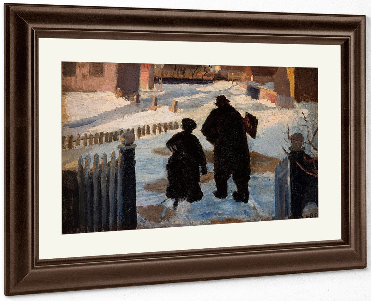 Michael Ancher On His Way To His Studio Accompanied By The Organist Helene Christensen Upload By Anna Ancher Fine Art Print