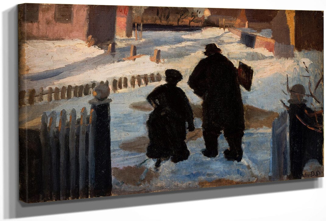 Michael Ancher On His Way To His Studio Accompanied By The Organist Helene Christensen Upload By Anna Ancher Fine Art Print