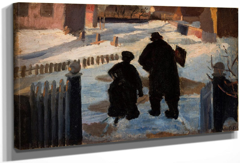 Michael Ancher On His Way To His Studio Accompanied By The Organist Helene Christensen Upload By Anna Ancher Fine Art Print