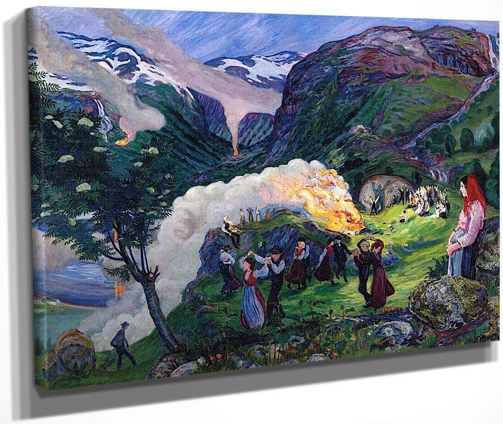 Midsummer Eve Bonfire 2 By Nicolai Astrup Fine Art Print