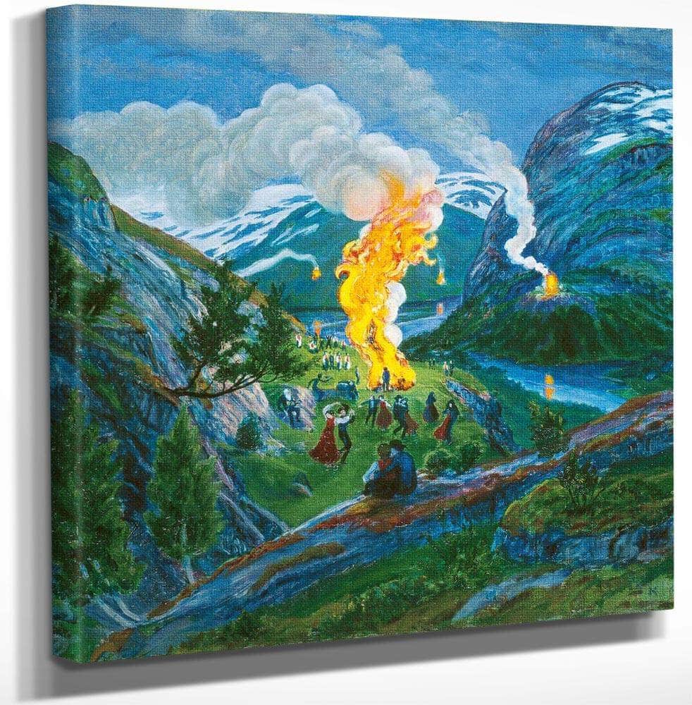 Midsummer Eve Bonfire 3 By Nicolai Astrup Fine Art Print
