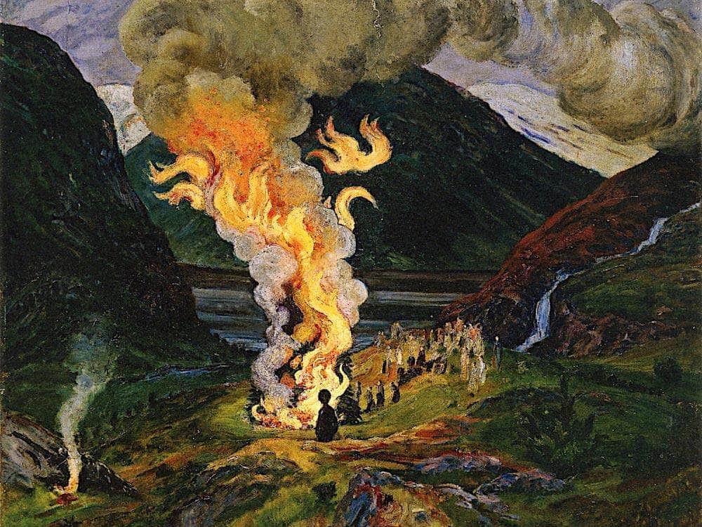 Midsummer Eve Bonfire 4 By Nicolai Astrup Fine Art Print