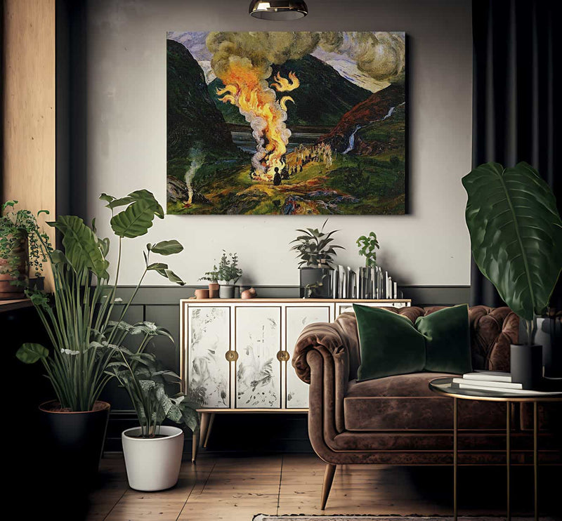 Midsummer Eve Bonfire 4 By Nicolai Astrup Fine Art Print