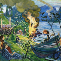 Midsummer Eve Bonfire By Jølstravatnet By Nicolai Astrup Fine Art Print