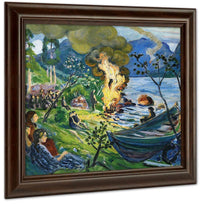 Midsummer Eve Bonfire By Jølstravatnet By Nicolai Astrup Fine Art Print