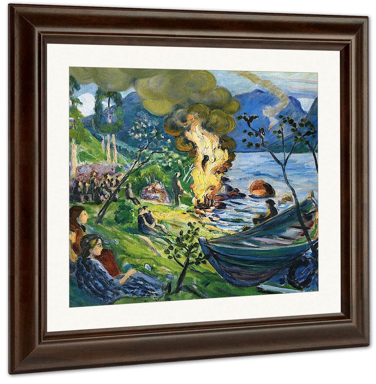 Midsummer Eve Bonfire By Jølstravatnet By Nicolai Astrup Fine Art Print