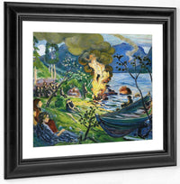 Midsummer Eve Bonfire By Jølstravatnet By Nicolai Astrup Fine Art Print