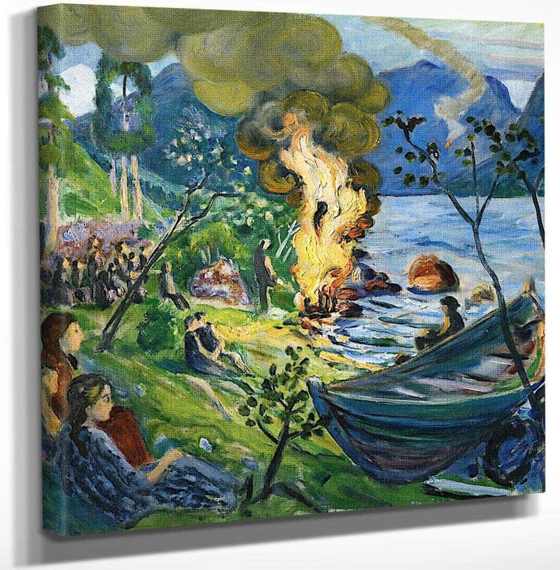 Midsummer Eve Bonfire By Jølstravatnet By Nicolai Astrup Fine Art Print
