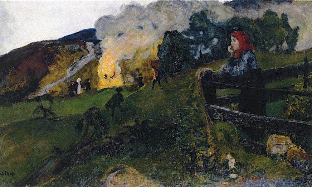 Midsummer Eve Bonfire By Nicolai Astrup Fine Art Print