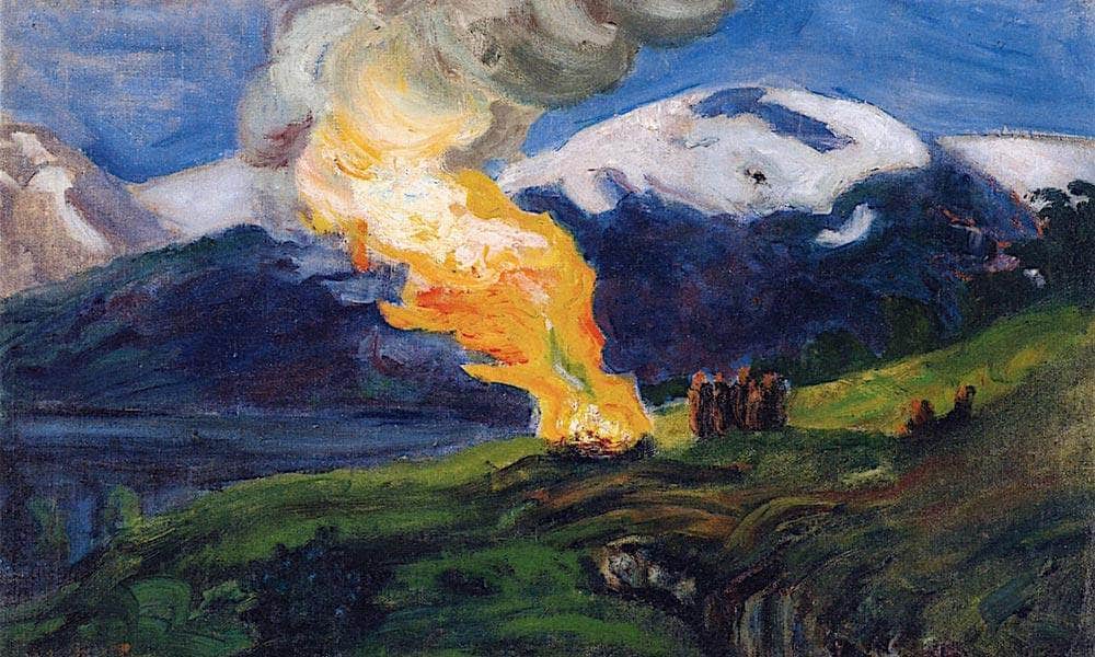 Midsummer Eve Bonfire (Sketch) By Nicolai Astrup Fine Art Print