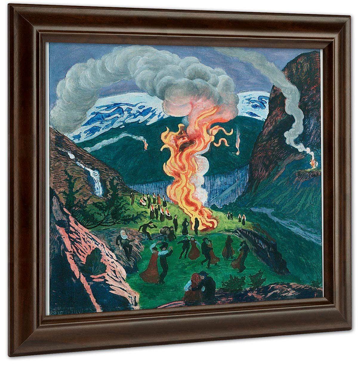 Midsummer Eve Bonfire (Woodcut) 1 By Nicolai Astrup Fine Art Print