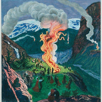 Midsummer Eve Bonfire (Woodcut) 1 By Nicolai Astrup Fine Art Print