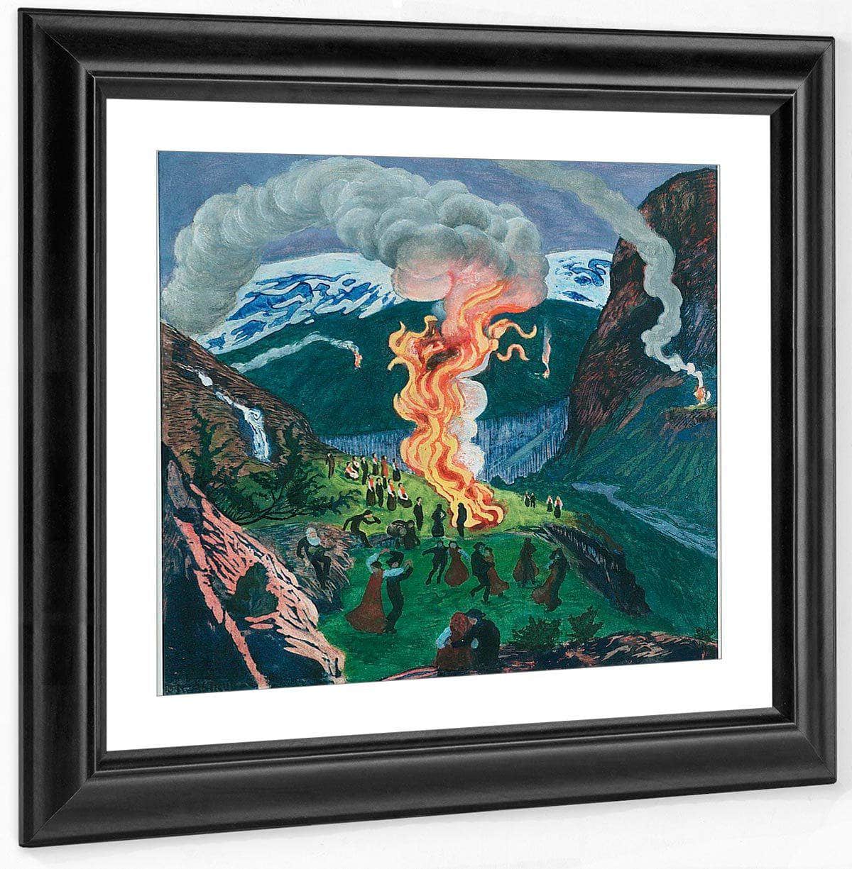 Midsummer Eve Bonfire (Woodcut) 1 By Nicolai Astrup Fine Art Print