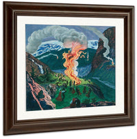 Midsummer Eve Bonfire (Woodcut) 1 By Nicolai Astrup Fine Art Print