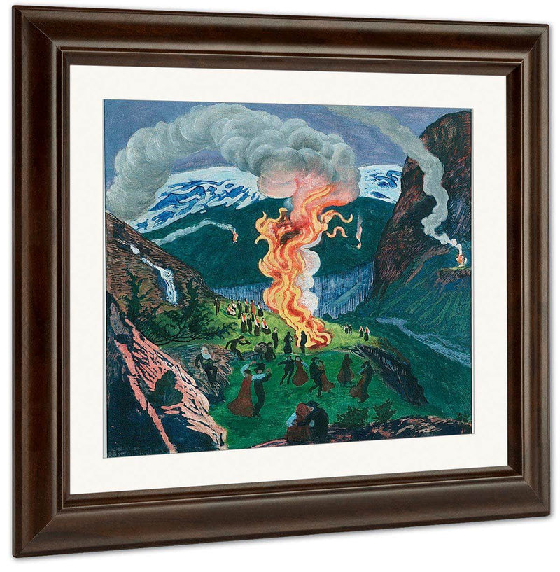 Midsummer Eve Bonfire (Woodcut) 1 By Nicolai Astrup Fine Art Print