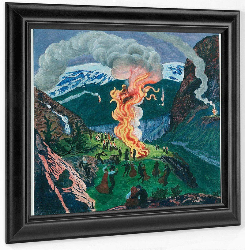 Midsummer Eve Bonfire (Woodcut) 1 By Nicolai Astrup Fine Art Print