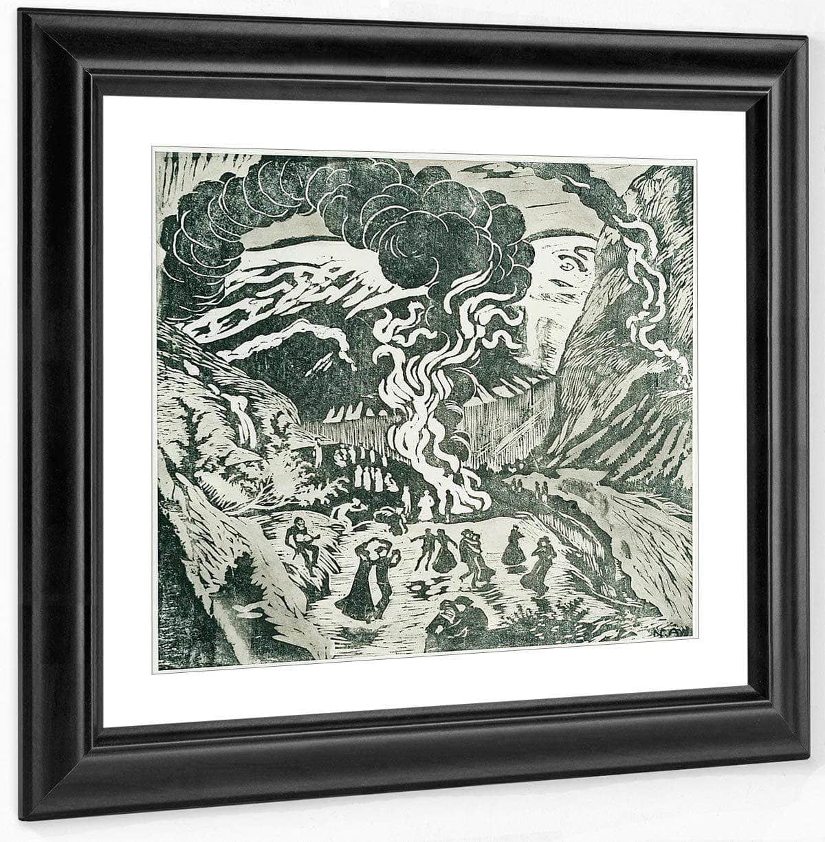 Midsummer Eve Bonfire (Woodcut) By Nicolai Astrup Fine Art Print