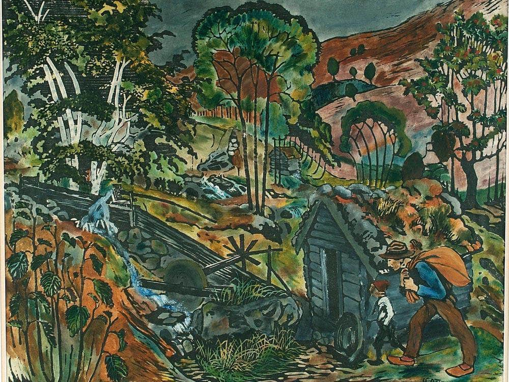 Milling Weather (Woodcut) 1 By Nicolai Astrup Fine Art Print