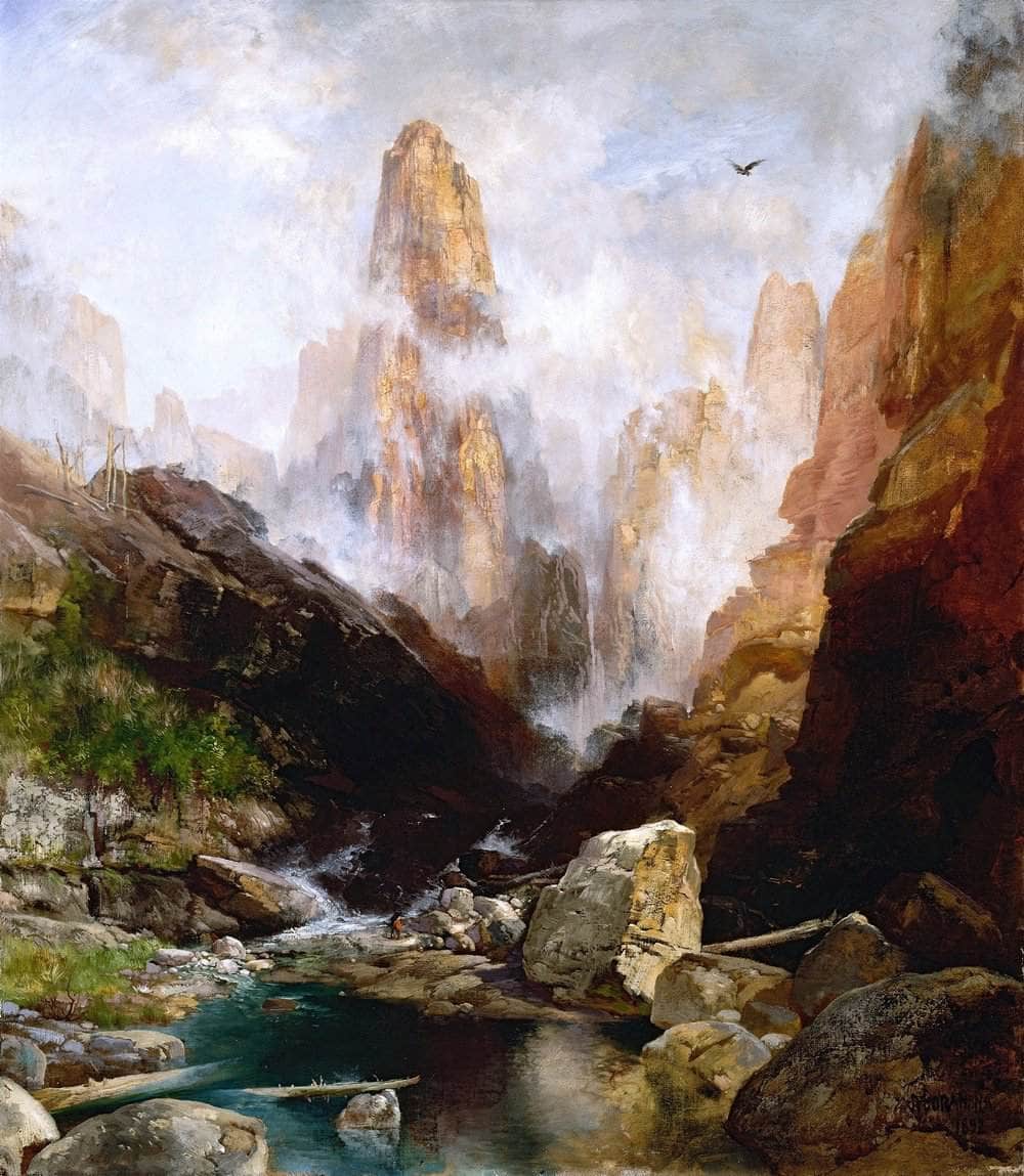 Mist In Kanab Canyon Utah Painting Thomas Moran Canvas Art Fine Art Print
