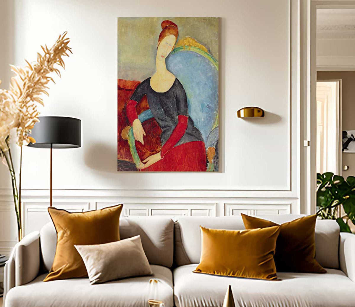 Mme Hebuterne In A Blue Chair By Amedeo Modigliani Fine Art Print