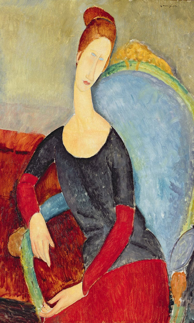 Mme Hebuterne In A Blue Chair By Amedeo Modigliani Fine Art Print