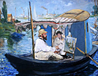 Monet Painting On His Studio Boat Painting Edouard Manet Canvas Art Fine Art Print