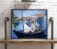 Monet Painting On His Studio Boat Painting Edouard Manet Canvas Art Fine Art Print