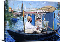 Monet Painting On His Studio Boat Painting Edouard Manet Canvas Art Fine Art Print