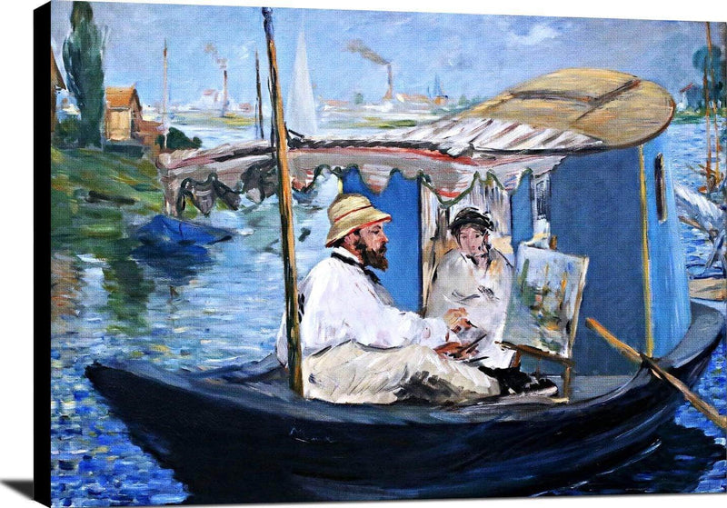 Monet Painting On His Studio Boat Painting Edouard Manet Canvas Art Fine Art Print