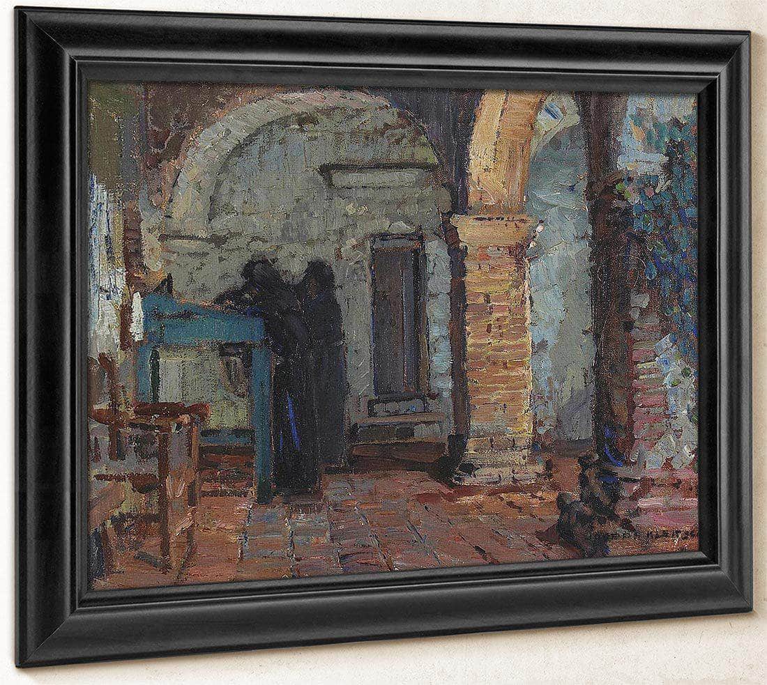 Monks Under A Mission Arcade By Joseph Kleitsch Fine Art Print