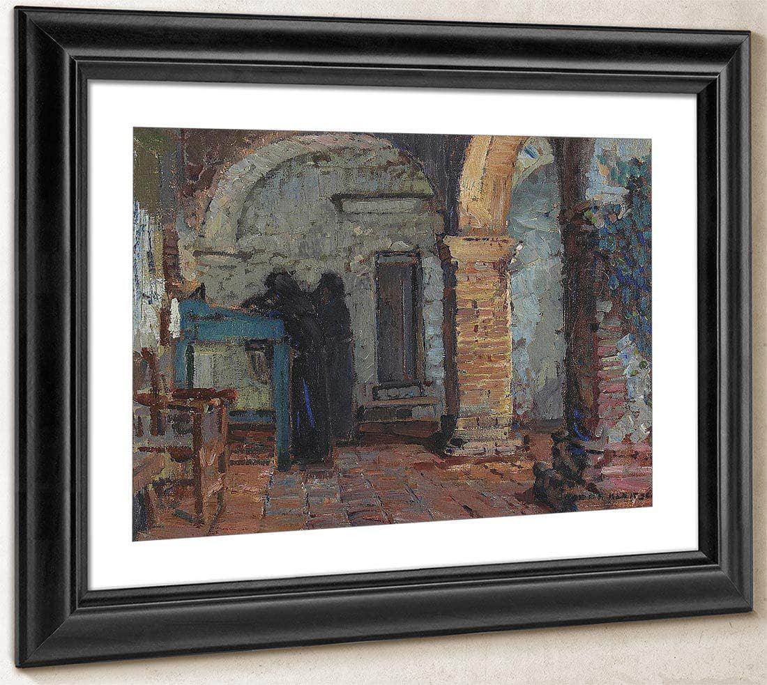 Monks Under A Mission Arcade By Joseph Kleitsch Fine Art Print