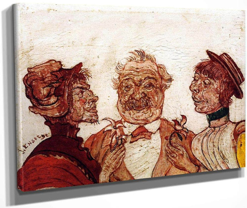 Monsieur And Madame Rousseau Speaking With Sophie Yoteko By James Ensor Fine Art Print