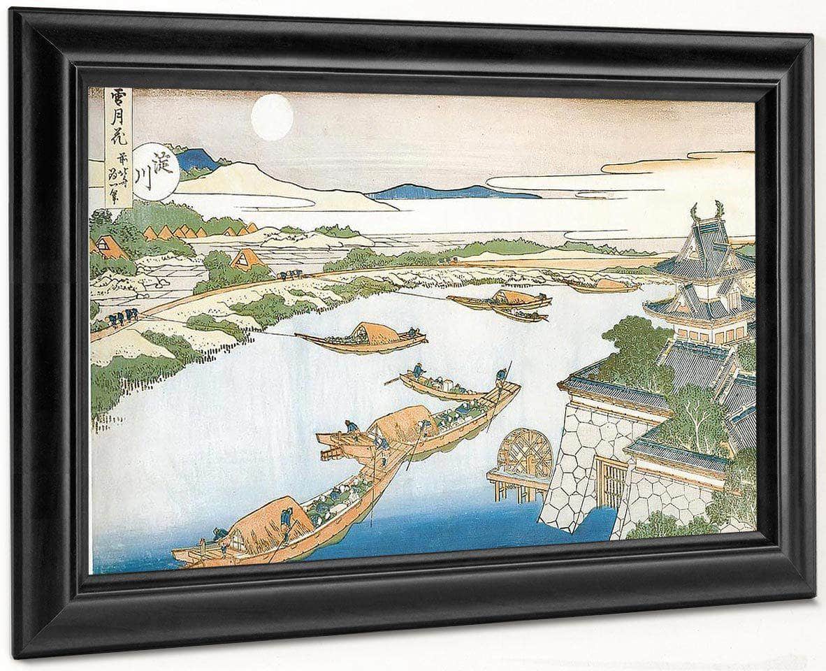 Moon Above Yodo River And Osaka Castle By Hokusai Fine Art Print