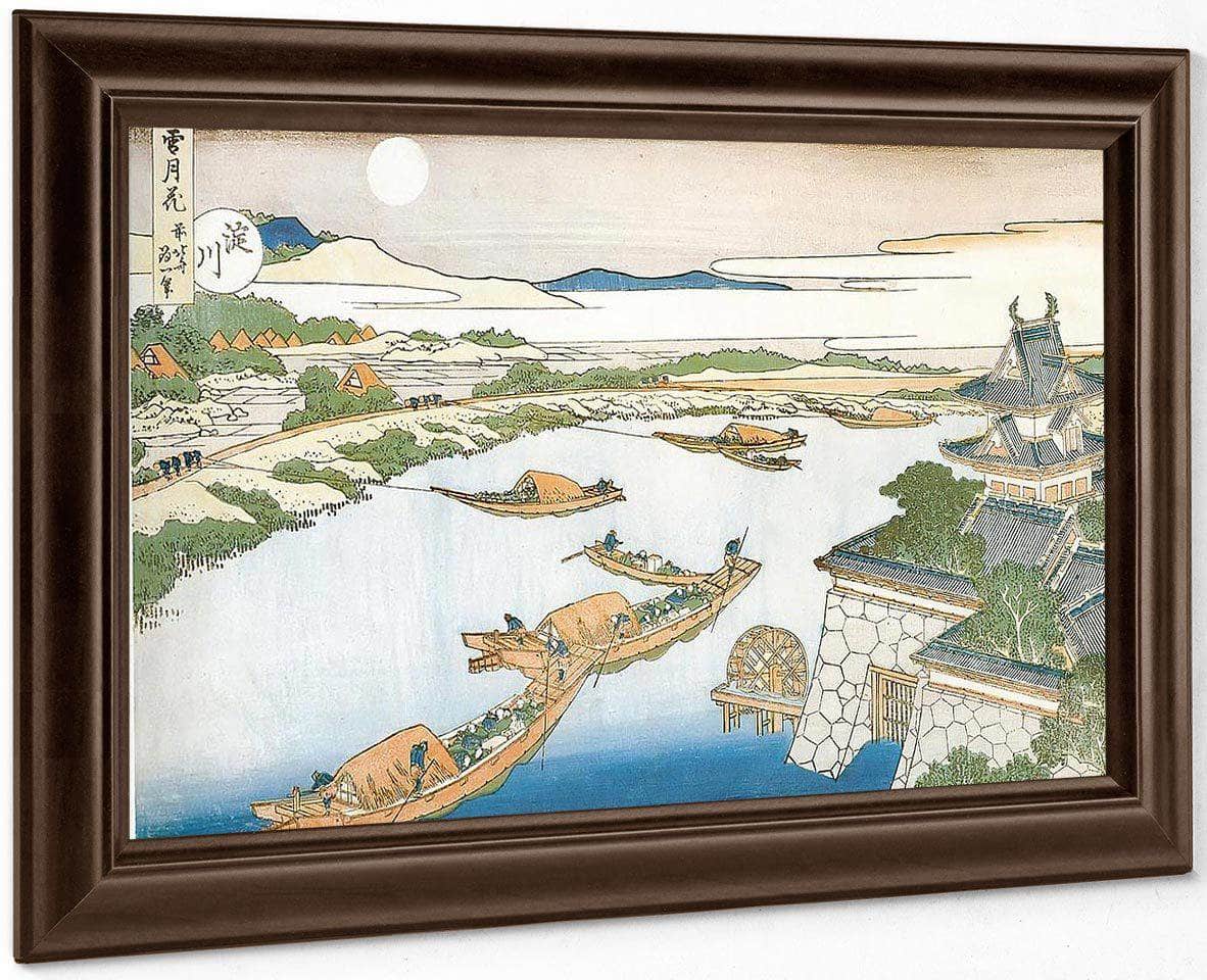 Moon Above Yodo River And Osaka Castle By Hokusai Fine Art Print