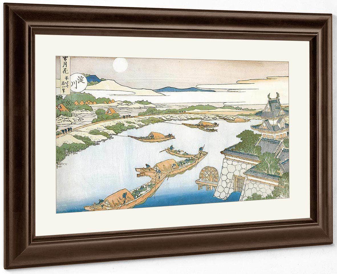Moon Above Yodo River And Osaka Castle By Hokusai Fine Art Print