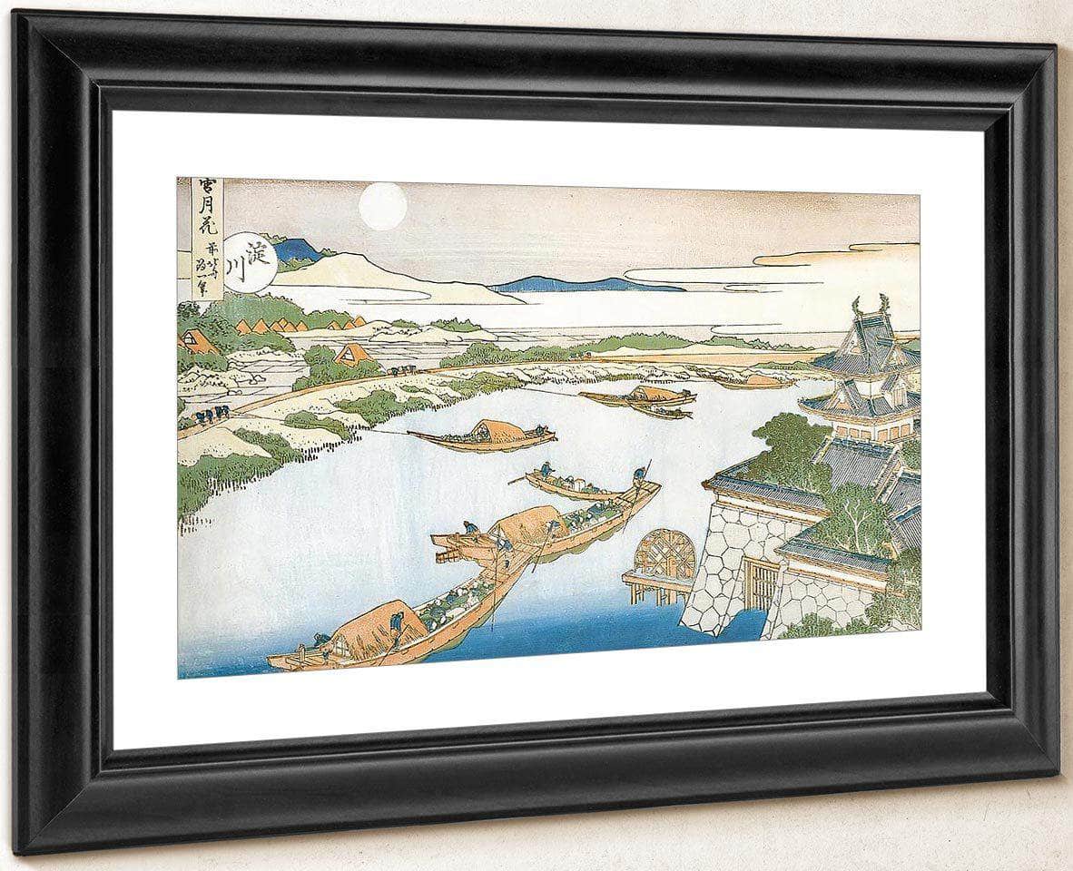 Moon Above Yodo River And Osaka Castle By Hokusai Fine Art Print