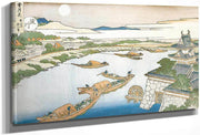 Moon Above Yodo River And Osaka Castle By Hokusai Fine Art Print