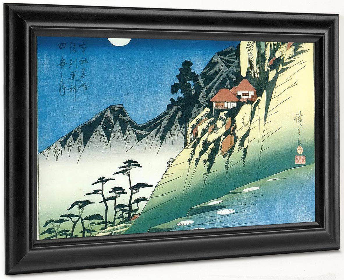 Moon Over A Mountain Landscape By Hiroshige Fine Art Print