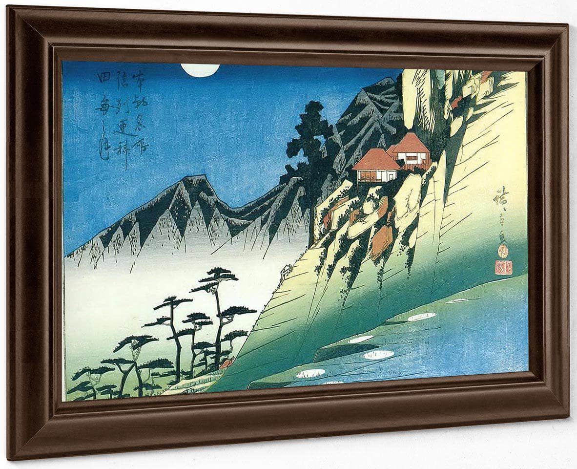 Moon Over A Mountain Landscape By Hiroshige Fine Art Print