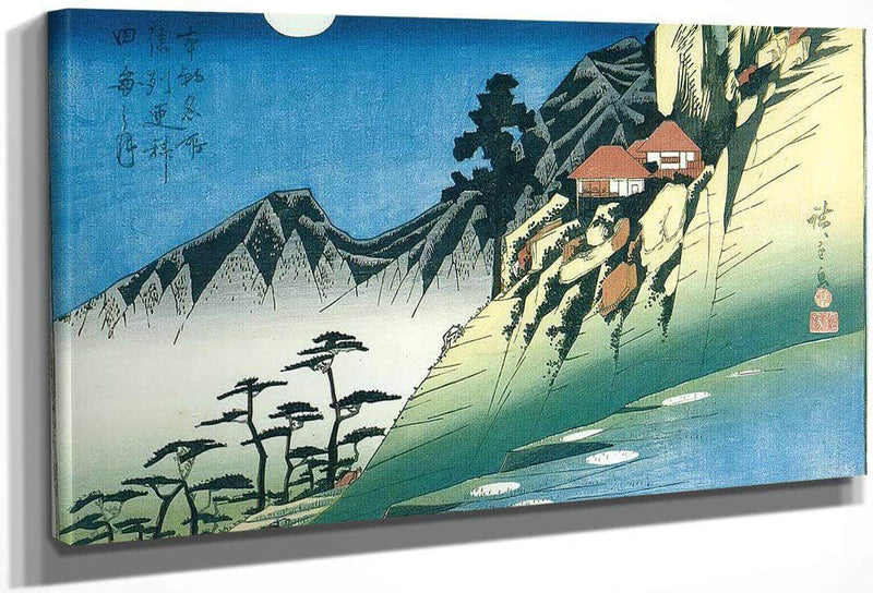 Moon Over A Mountain Landscape By Hiroshige Fine Art Print