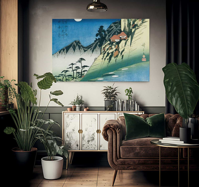 Moon Over A Mountain Landscape By Hiroshige Fine Art Print