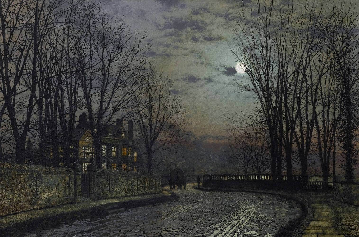 Moonlight After Rain Painting John Atkinson Grimshaw Canvas Art Fine Art Print