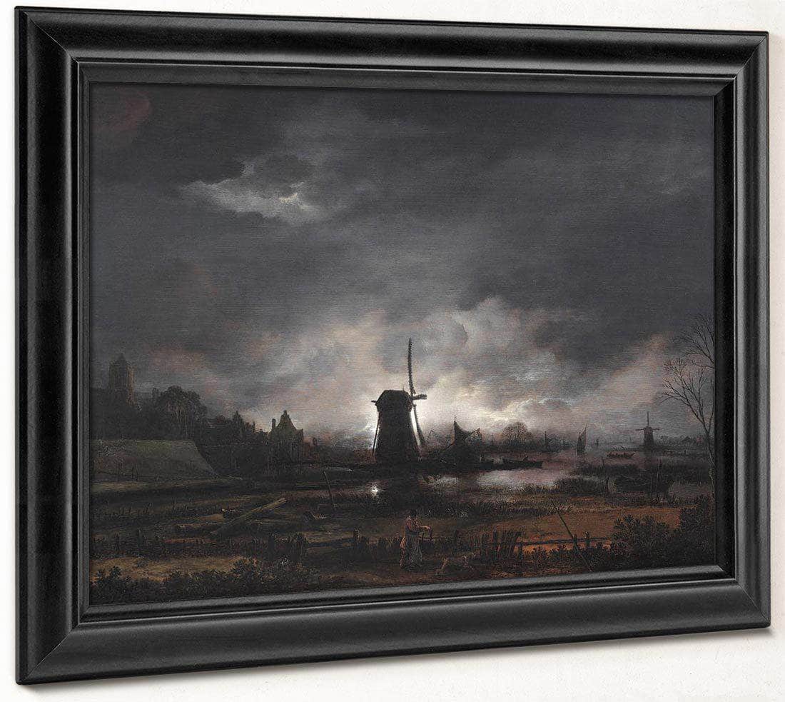 Moonlit Landscape With A Windmill Early To Mid 1650'S By Aert Van Der Neer Fine Art Print