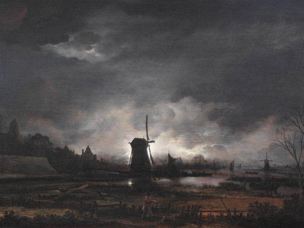 Moonlit Landscape With A Windmill Early To Mid 1650'S By Aert Van Der Neer Fine Art Print
