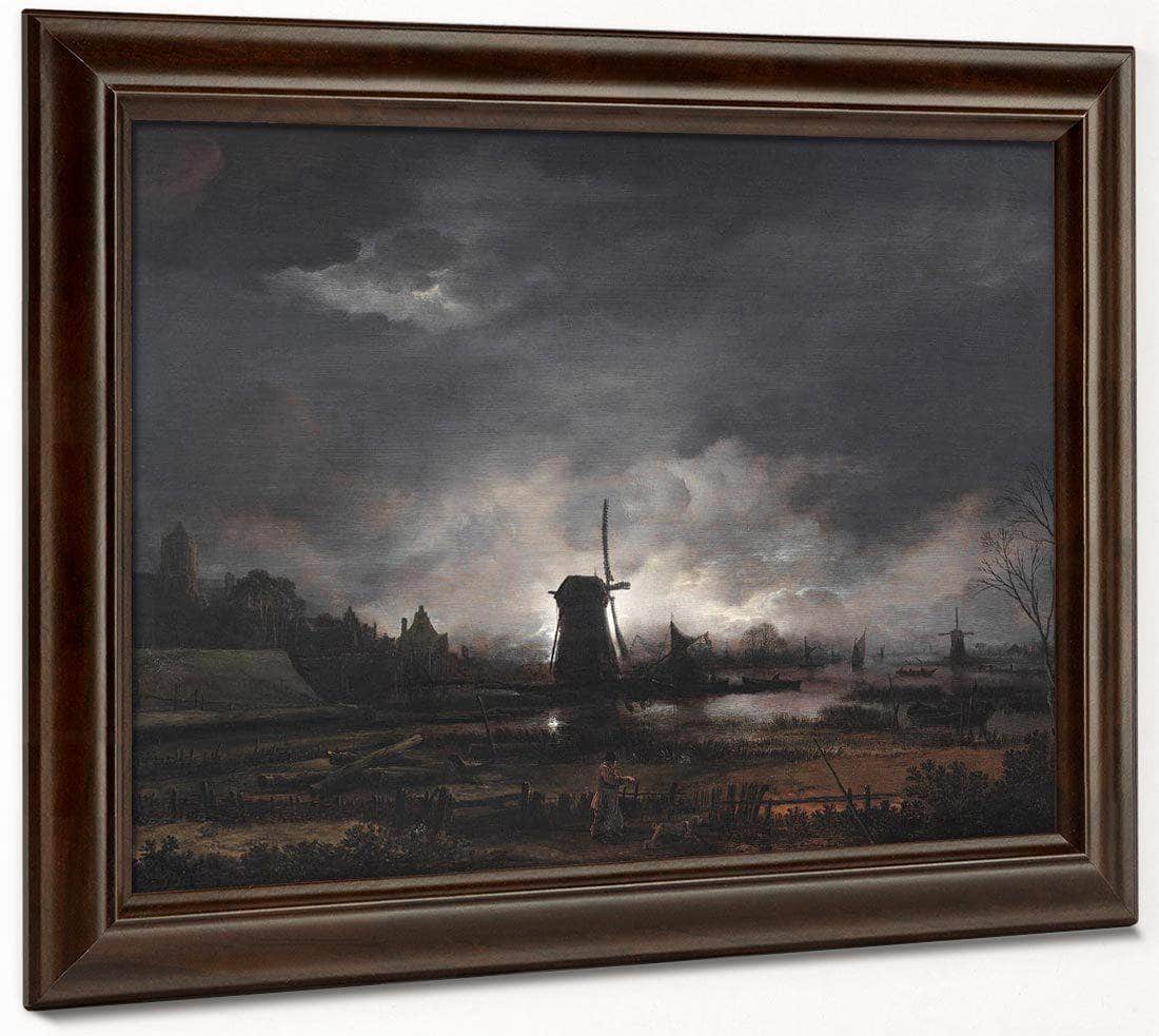 Moonlit Landscape With A Windmill Early To Mid 1650'S By Aert Van Der Neer Fine Art Print