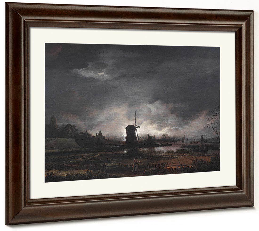Moonlit Landscape With A Windmill Early To Mid 1650'S By Aert Van Der Neer Fine Art Print