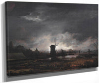 Moonlit Landscape With A Windmill Early To Mid 1650'S By Aert Van Der Neer Fine Art Print
